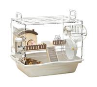 Habitat pour Hamsters | Habitat En Acrylique Transparent à 2 Niveaux | Cage à Gerbilli Avec Roue Pivotante, Bouteille D'eau Et De Nourriture,Pour Gerbilli Souris Chinchilla Petits Animaux Repos Et Jeu