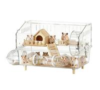 Habitat pour hamsters - Maison de 2 étages avec roue pour exercice, bouteille d'eau, bain à hamster - petits animaux comme chinchilla - Activités, repos et jeu