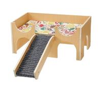 Habitat pour petits animaux - Abri de jeu 23,7 x 38 x 18 cm, Cottage en bois à 2 niveaux, Escaliers de montée Structure Cachette avec espace pour les exercices | Abri confortable pour hamsters