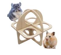 Habitat pour petits animaux - Abri en bois naturel, cabane cachette pour hamster, jouet d'activité gerbille, cercle de fitness, nid de repos, accessoires de décoration pour cage de furet | pour ours