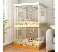 Habitat pour petits animaux avec porte d'entrée transparente, accès facile pour chinchillas, poulets rutines et lézards