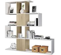 Habitdesign 13Casa Kafka S02 Bibliothèque, chêne/Blanc, 145 x 29 x 145 cm