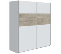 Habitdesign ARM182A Modèle Aikos Armoire 2 portes coulissantes pour chambre à coucher ou chambre, finition blanche « Artik » et chêne Alaska, dimensions : 180 x 200 x 60 cm (l x H x P).