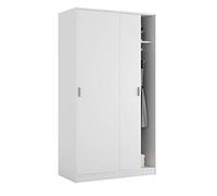 Habitdesign Armoire 2 portes coulissantes, 200 x 100 x 50 cm (H x l x P) Armoire 2 portes coulissantes, couleur blanche « Artik »