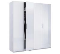 Habitdesign Armoire 4 portes 200 x 180 x 52 cm (Hauteur x largeur x profondeur - en cm) Armoire 4 portes Blanc brillant