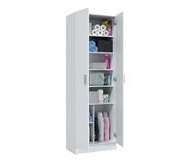 Habitdesign Armoire à chaussures multifonction 2 portes 6 étagères 180 x 59 x 37 cm Blanc mat