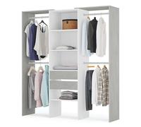 Habitdesign 0 Armoire et Dressing, Bois d'ingénierie, Blanc Artik et Gris Ciment, Grande