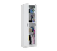 Habitdesign Armoire d'appoint multifonction 2 portes 3 étagères 180 x 59 x 37 cm Blanc mat