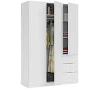 Habitdesign Armoire haute 3 portes et 3 tiroirs Blanc 200 x 135 x 52 cm