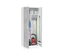 Habitdesign Armoire multifonction 2 portes et 3 étagères, 182 x 80 x 37 cm (H x l x P) Blanc « Artik » et gris ciment