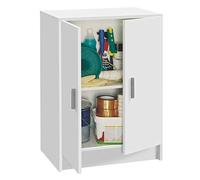 Armoire Basse Polyvalente, 2 Portes, Finition Blanche, Dimensions: 59 cm (Largeur) x 80 cm (Hauteur) x 37 cm (Profondeur)