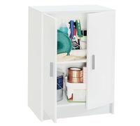 Habitdesign Armoire multifonction basse 2 portes 1 étagère 80 x 59 x 37 cm Blanc mat