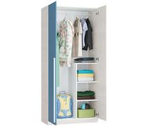 Habitdesign Armoire pour enfants, Modèle WIC, Finition en Blanc et Bleu Alpes, Mesures : 90 cm (L) x 200 cm (H) x 52 cm (P)