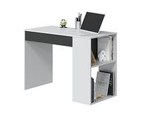 Habitdesign - Bureau Design, Mélamine Bois d'ingénierie, Blanc (Artik Y Gris Antracita), Moyen