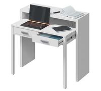 Bureau console extensible WORK L98cm, 2 tiroirs Couleur : Blanc