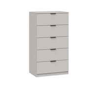 Habitdesign Commode de Chambre avec 5 Tiroirs Alaya, Chiffonnier Étroit Gain de Place, Colonne de Rangement en Bois Style Nordique Scandinave, Couleur Cachemire, 110x60x40 cm