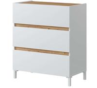 Habitdesign Commode Tempus Style Nordique Couleur chêne Nodi et Blanc Artik 79 x 91 x 41 cm