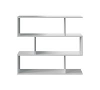 Habitdesign Étagère bibliothèque Basse, modèle Athena, Finition Blanc Brillant, Dimensions : 97 cm (Hauteur) x 110 cm (Largeur) x 24 cm (Profondeur)