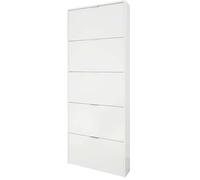 LOUNGITUDE - ZAPA - Meuble a Chaussures 180 cm Blanc Brillant FOCHAU7815BO 70 x 17 x 180 cm