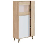 Habitdesign Loungitude Meuble vitrine 3 Portes, Blanc/chêne, L77 x P33 x H142cm, FOBUF16617F