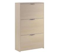 Habitdesign Meuble à chaussures étroit 3 portes Finition chêne canadien, dimensions : 60 x 113 x 22 cm (l x H x P).