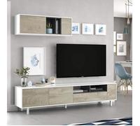 Habitdesign Meuble de Salon, Module de Salle à Manger, modèle Ciara, Finition en Blanc artik et chêne Alaska