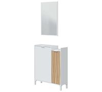 Habitdesign Meuble d'entrée avec Miroir Ethna Blanc Artik Y Natur, 77x24Cm