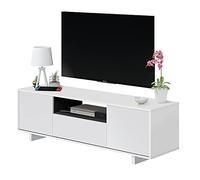Habitdesign Meuble TV, Meuble de salon, Ensemble de meubles, Modèle Zaira, Finition blanc brillant et gris cendré, Mesures : 150 cm (L) x 46 cm (H) x 41 cm (P)