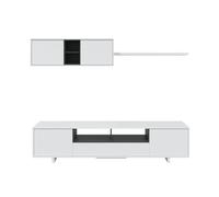 Habitdesign Meubles de salon, Modules de salle à manger, Modèle Belus, Fini en Blanc Brillant et Gris Anthracite, Mesures : 200 cm ( L) x 41 cm ( P) x 46 cm ( H) FOTVZ6682BO