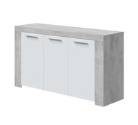 Habitdesign modèle Ambit Buffet moderne, armoire de salle à manger, couleur Blanc « Artik » et gris ciment, dimensions : 144 x 42 x 80 cm (l x P x H).