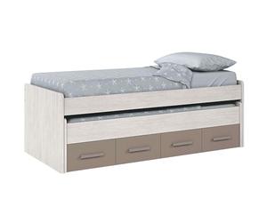 Habitdesign Modèle Ares Lit gigogne pour adolescent, 2 lits et 2 tiroirs, finition en blanc Alpes et basalte, dimensions : 198 x 69 x 96 cm (l x H x P).