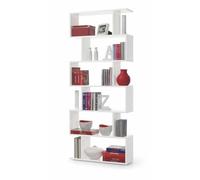 Habitdesign Modèle Athena Bibliothèque haute Finition blanc brillant, dimensions : 192 x 80 x 24 cm (H x l x P).
