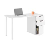 Habitdesign Modèle Athéna Table d'ordinateur réversible avec 2 tiroirs et 1 porte, finition blanche « Artik », dimensions : 138 x 60 x 74 cm (l x P x H).