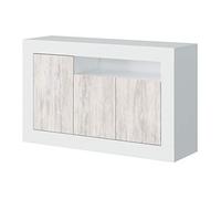 LOUNGITUDE - Buffet Moderne 3 Portes 1 étagère L144 cm - Blanc