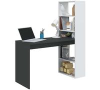Habitdesign Bureau réversible avec bibliothèque à Cinq étagères, cm 120x53h144, Couleur Blanche et Anthracite