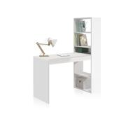 Habitdesign Modèle Duplo Table d'ordinateur avec étagère réversible Blanc « Artik », dimensions : 120 x 53 x 144 cm (l x P x H).