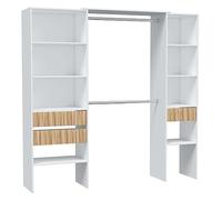 Habitdesign modèle Ethna Meuble dressing, 187 x 190 x 40 cm, couleur Blanc « Artik » et chêne naturel, style moderne