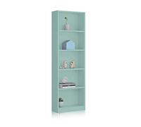 Habitdesign Etagère pour jeunes 6 étagères, Bibliothèque verticale, Modèle I-Joy, Fini en Vert Acqua, Mesures : 180 cm ( H) x 52 cm (L) x 25 cm (P)
