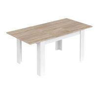 Habitdesign Modèle Kendra Table de salle à manger extensible, table de salon ou cuisine, finition blanche « Artik » et chêne canadien, dimensions : 140-190 x 90 x 78 cm (l x P x H).