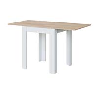 Habitdesign Modèle Livre Table d'appoint extensible, table de cuisine, finition blanche « Artik » et chêne canadien - dimensions : 67-134 x 67 x 79 cm (l x P x H).