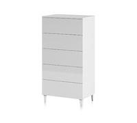 Habitdesign Modèle Loft Commode 5 tiroirs Blanc brillant 117 x 61 x 40 cm