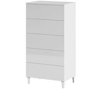 Habitdesign Modèle Loft Commode 5 tiroirs Blanc brillant 117 x 61 x 40 cm