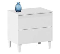 Habitdesign Modèle Loft Table de chevet 2 tiroirs et pieds Blanc brillant 49 x 50 x 34 cm