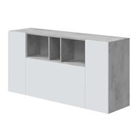 Habitdesign Modèle Loira Buffet 3 portes pour salon, meuble d'appoint, finition gris ciment et Blanc « Artik », dimensions : 150 x 76 x 41 cm (l x H x P).
