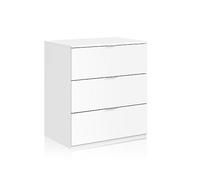 Habitdesign Modèle LowCost Commode 3 tiroirs 80 x 77 x 38 cm Blanc
