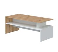 Habitdesign Modèle Lyra Table basse de salon style moderne Chêne « Nody » et Blanc « Artik » 108 x 43 cm