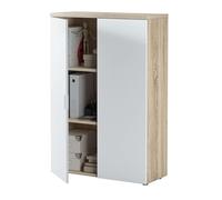 Habitdesign Modèle Office, meuble d’appoint pour bureau 119 x 80 x 32,5 cm (hauteur x largeur x profondeur) Blanc « Artik » et chêne canadien