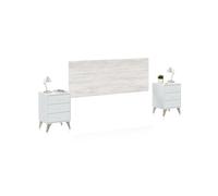 Habitdesign Modèle Sweet Tête de lit avec deux tables de chevet, 240 x 116 x 33,5 cm (largeur x hauteur x profondeur) Blanc « Artik » et blanc « Velho »