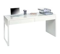 LOUNGITUDE - Bureau Design piètement réversible 2 tiroirs L138 cm - Blanc