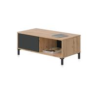 Habitdesign Table Basse avec 2 Compartiments, modèle Brooklyn, Finition chêne Nodi et Gris Anthracite, Dimensions : 100 cm (Longueur) x 50 cm (Largeur) x 40 cm (Hauteur)